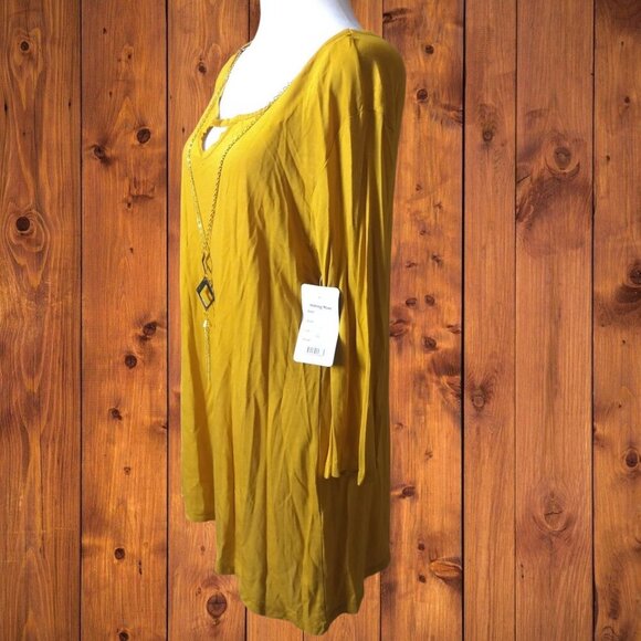 ASHLEY BLUE WOMEN'S XL 3/4 SLEEVE BLOUSE WITH NECKLACE PULLOVER BUSINESS CASUAL - Picture 5 of 6